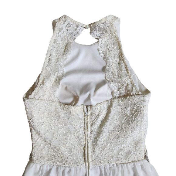Jodi Kristopher ivory white gold formal sleeveless dress sz 1 - Picture 4 of 12
